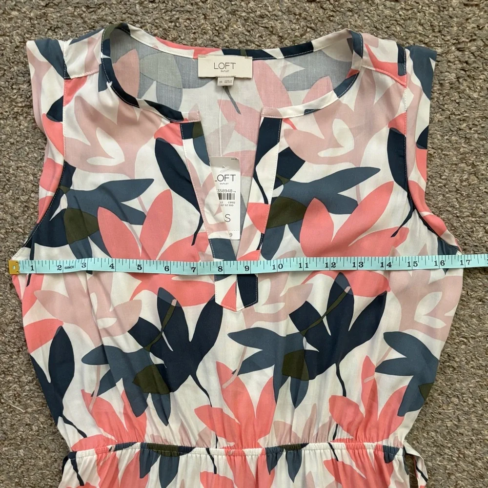 XS Loft Floral Flutter Sleeve Belted Dress New